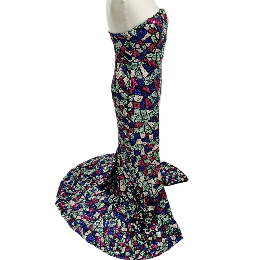 **SOLD** Missord Sexy V-Cut Strapless Sequin Mermaid Dress With High Split - Picture 6 of 13
